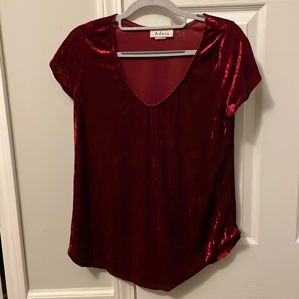 Adara red velvet blouse